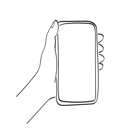 Premium Vector Line Art Closeup Hand Holding Smartphone With Blank