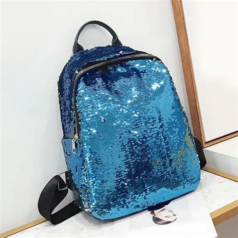 Women Glitter Backpack Summer Sequin Backpacks Teenage Girls Bling