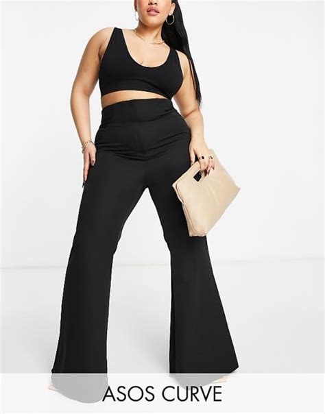 Asos Luxe Curve Sexy Flared Pants In Black Part Of A Set Asos