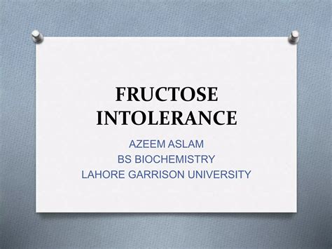 Fructose intolerance and Clinical diagnosis | PPTX
