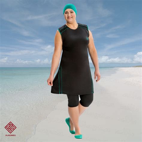 Semi Cover Modest Capri Swimsuit Al8132 Plus Size Uk 20 26 Alhamra