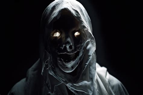 Premium Photo A Scary Face With Glowing Eyes Is Shown In A Dark Room