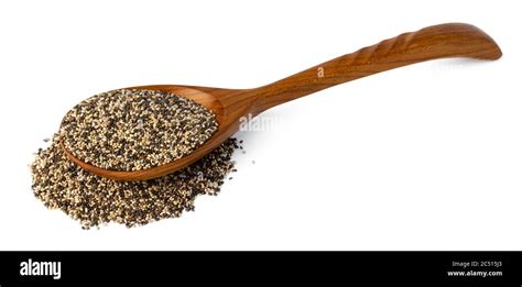 Spoom With Chia Seeds Isolated On White Stock Photo Alamy