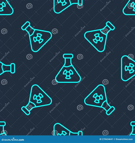 Green Line Laboratory Chemical Beaker With Toxic Liquid Icon Isolated