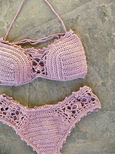 Lussuoso Bikini All Uncinetto In Rosa Antico Regalo Per Lei Set