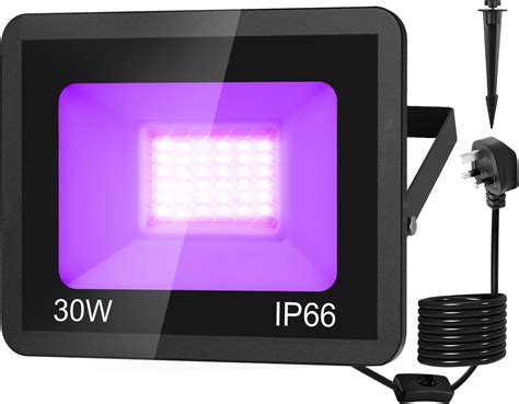 30W LED Black Light NATPOW UV Light LED Floodlight 395nm Outdoor IP66