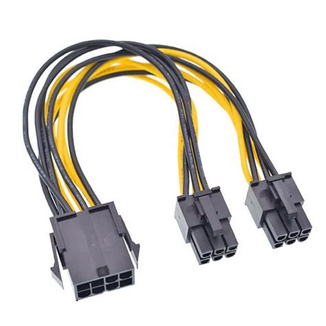 10pcslot 20cm Cpu 8pin To Double Graphics Card 6pin Power Cable