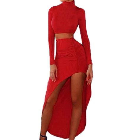 Syb 2016 New Celeb Style Long Sleeves Crop Top Pencil Skirt Bandage