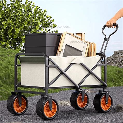 Modern Metal Camping Carts Outdoor Portable Trolley Cart Folding High