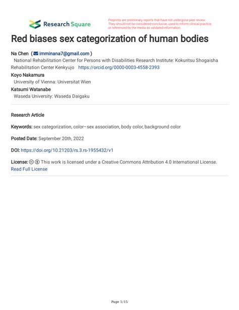 Pdf Red Biases Sex Categorization Of Human Bodies