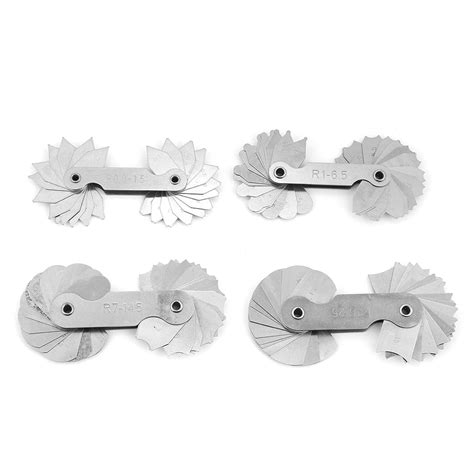 Jeanoko 4pcs Radius Gauge Stainless Steel Radius Fillet Gauge Concave