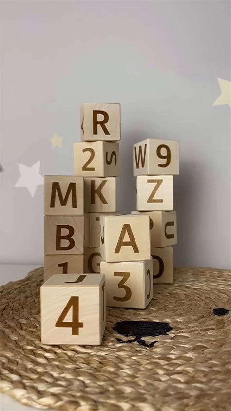 Ulanik Набор кубиков с английскими буквами и цифрами 16 шт/деревянные ...