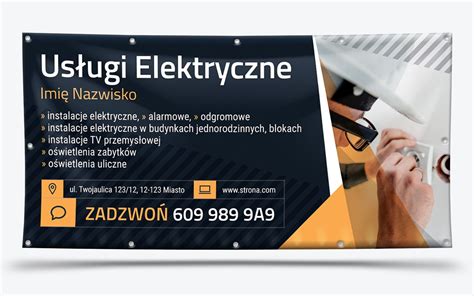 Projekt graficzny banera reklamowego zewnętrznego dla elektryka z