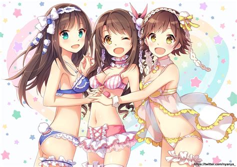 Long Hair Short Hair Brunette Nyanya Anime Anime Girls The Idolm