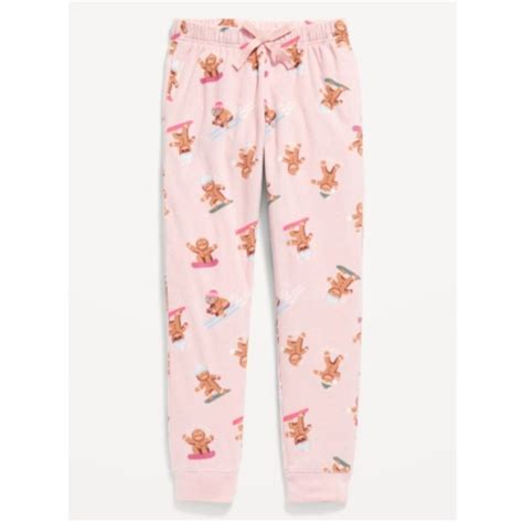 Old Navy Girls Gingerbread Pajama Pink Pant Fleece Joggers Large NWT In