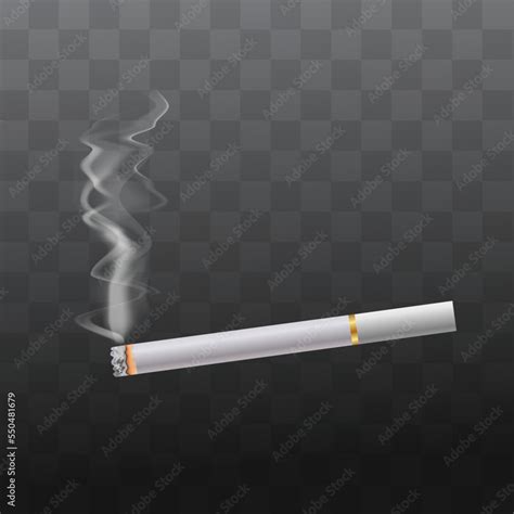 realistic cigarette with ash, white filter, stages of burns isolated on ...