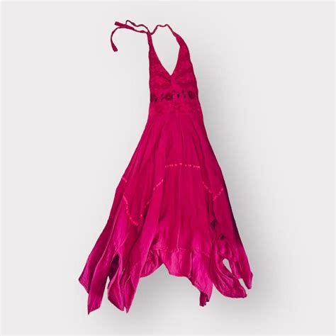Hot Fuscia Pink Maxi Halter Hippie Barbie Depop