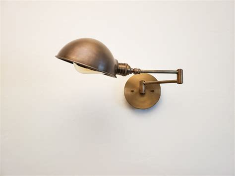 Swing Arm Adjustable Wall Light Antique Brass Gold Industrial