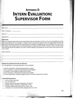 Fillable Online Warren Wilson Intern Evaluation Supervisor Form