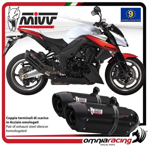 Mivv Pair Of Exhausts Slip On Suono Approved Black Steel Kawasaki