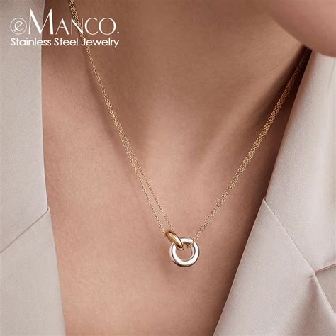 EManco Double Circle Double Chain Cast Necklace Popular Jewelry