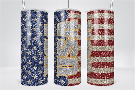 4th Of July Flag Glitter Tumbler Wrap Graphic By TINTIN Design