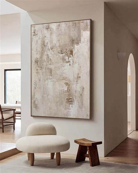 Beige Abstract Wall Art Large Texture Painting On Canvas Wabi Sabi Wall