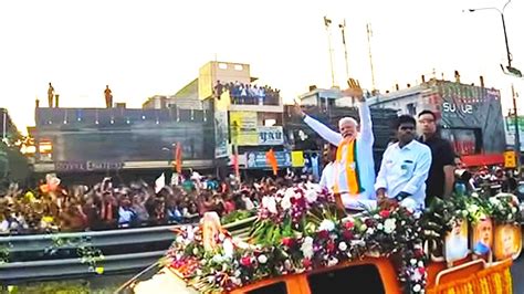 Pm Modi Roadshow In Palakkad Kerela Youtube