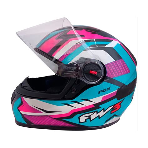 Capacete Moto Fechado Gtn Fox Viseira Cristal Azul Tiffany Inmetro