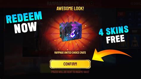 REDEEM THIS NOW FOR FREE RAMPAGE UNITED FREE FIRE YouTube