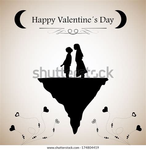 Happy Day Silhouette Boy Girl Space Stock Vector Royalty Free