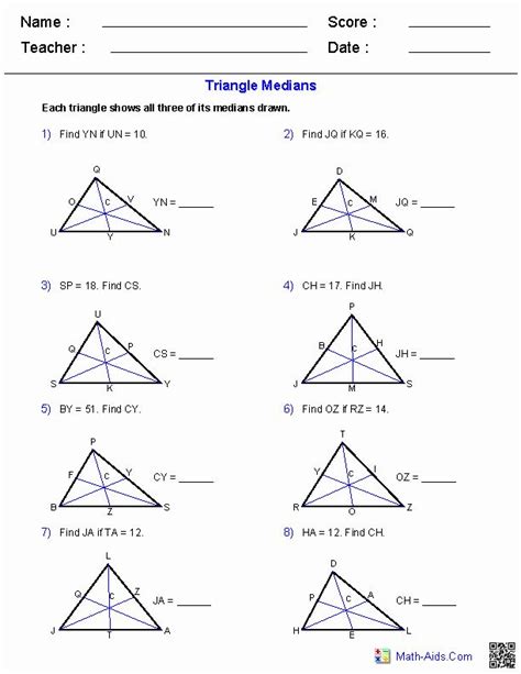 Midsegment Of A Triangle Worksheet