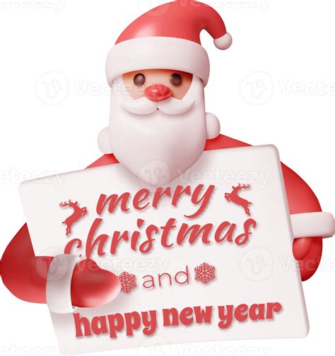 3d Funny Santa Claus Character Greetings Banner 35700278 Png