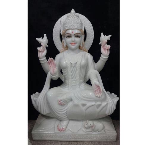 Plain Hindu White Marble Laxmi Statue For Worship Size 1 2feet