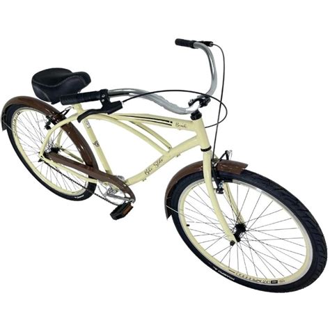 Bicicleta Beach Caiçara 18 Marchas Aro 26 Masculina Bege Marrom