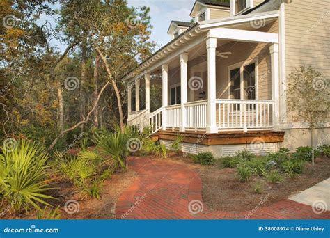 Front Porch of Yellow House Stock Photo - Image of porch, luxury: 38008974