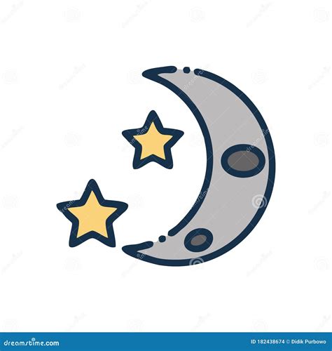 Star And Crescent Moon Icon Isolated On White Background Star And