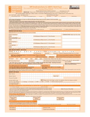 Fillable Online Financialcafe Sip Enrolment Form For Hdfc Gold Fund