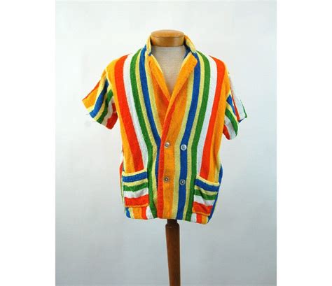 Vintage Terry Cloth Mens Cabana Shirt 1950s 1960s Rtropical