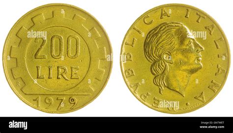 Aluminum Bronze 200 Lire 1979 Coin Isolated On White Background Italy