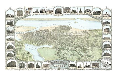 Oakland California In 1900 Bird S Eye View Map Aerial Panorama