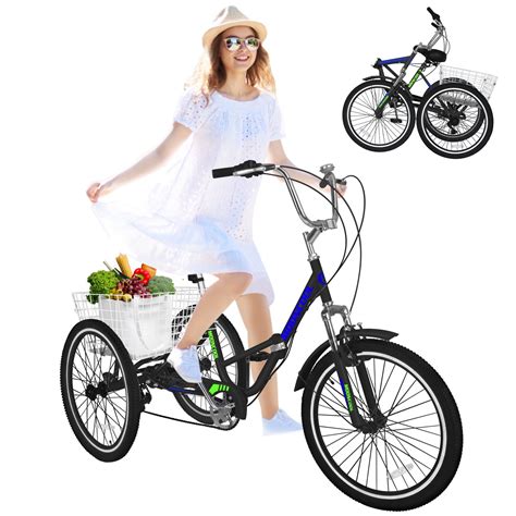 Slsy Adult Folding Tricycle For Adults 7 Speed 20 24 26 Inch 3 Wheels