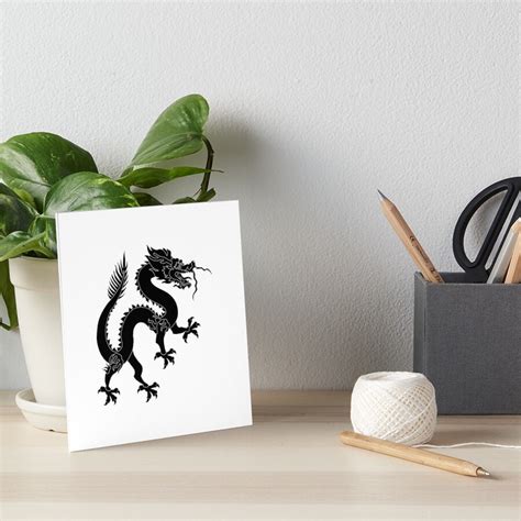 "Black Chinese Dragon" Art Board Print for Sale by Kenobass | Redbubble