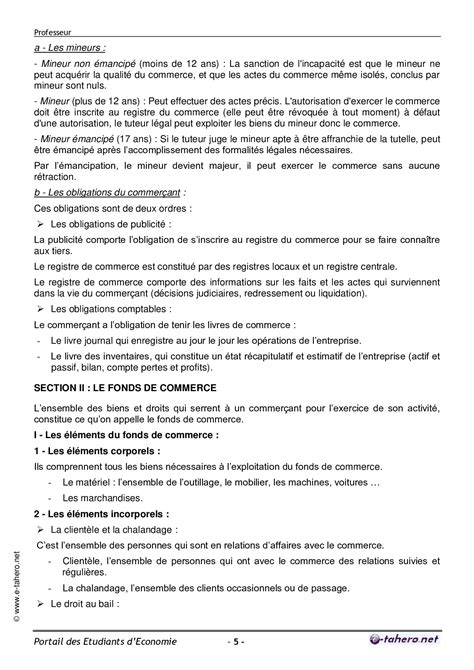 Le commerçant et les actes de commerce Le fonds de commerce AlloSchool