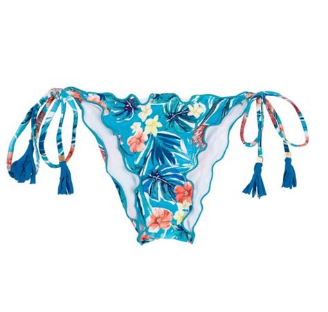 Floral Blue Side Tie Scrunch Bikini Bottoms Bottom Isla Frufru Rio