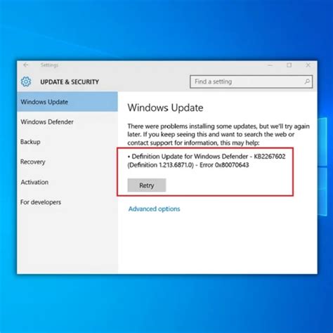 Behebung Des Windows Update Fehlers 0x80070643