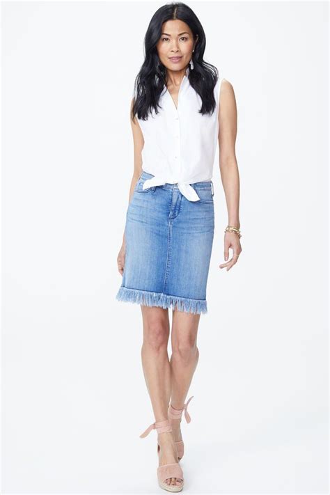 Long Fray Denim Skirt CAPITOLA Frayed Denim Skirts Denim Skirt