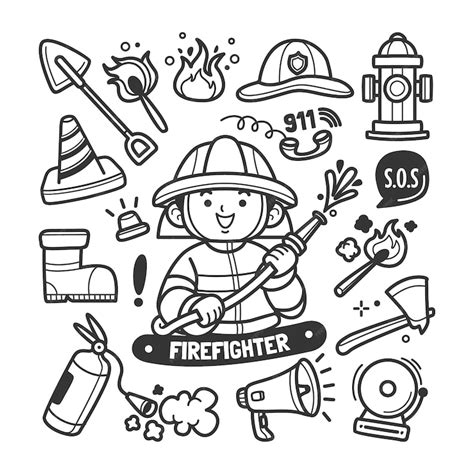 Premium Vector | Hand drawn fireman drawing illustration