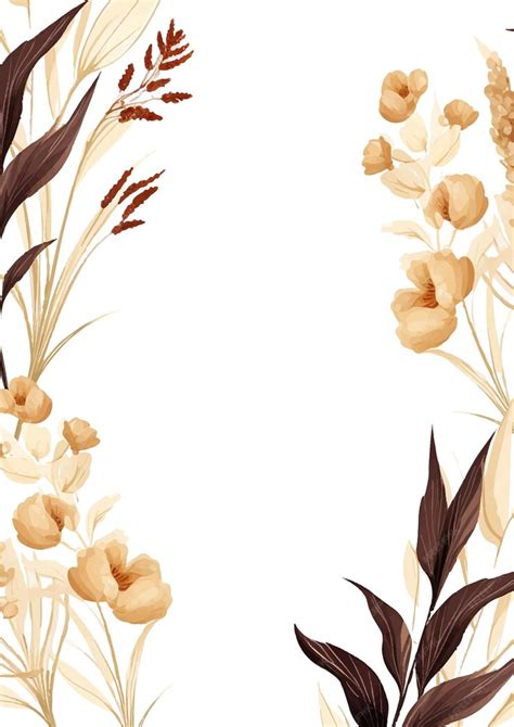 Premium Vector | Rustic floral frame border for invitation template with empty space Brown beige ...