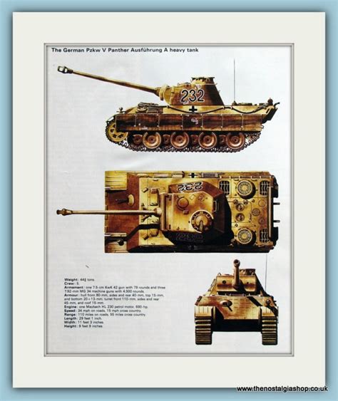 German Pzkw V Panther Ausfuhrung A Heavy Tank Print Ref Pr442 The